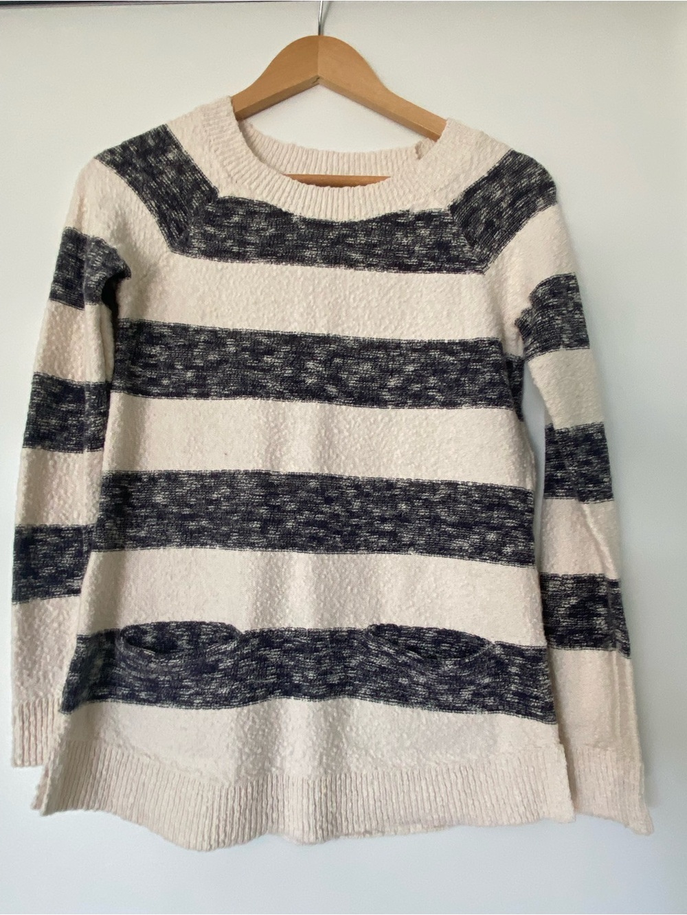 Lou & Grey - Cozy Cream and Black Striped Women’s Sweater